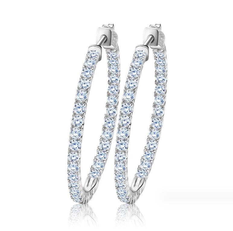 Choucong Brand Clip Earrings Luxury Jewelry 925 Sterling Silver Rose Gold Full Round Cut White Moissanite Diamond Gemstones Party Women Exaggerate Ear
