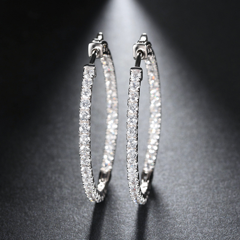 Choucong Brand Clip Earrings Luxury Jewelry 925 Sterling Silver Rose Gold Full Round Cut White Moissanite Diamond Gemstones Party Women Exaggerate Ear