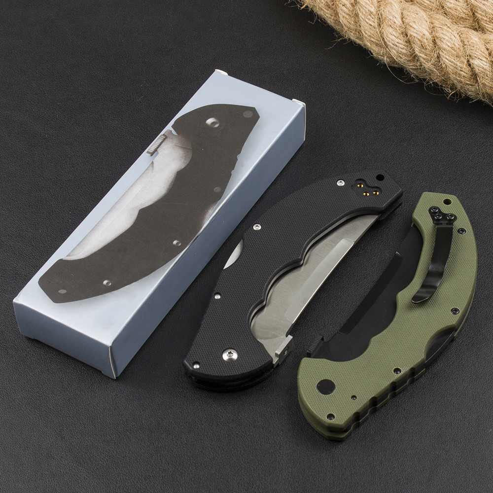 CS-21TTL Tactical Folding Knife D2 Satin/Black Coating Blade CNC Finish G10 Handle Outdoor Camping Hiking Survival Folder Knives with Retail Box