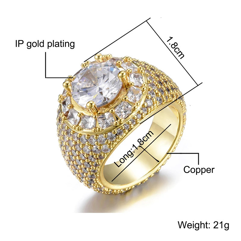 Band Rings Hip Hop Bling Iced Out Baguette Big Clustered Band Cubic Zircon Rings Tready Copper Zirconia Ring For Men Jewelry 231219