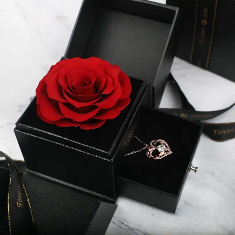 Jewelry Boxes Preserved Rose with Gift Box Eternal Rose Box Gifts for Her Mom Grandma Wife Daughter Women Xmas Valentine's Day Birthday 231219