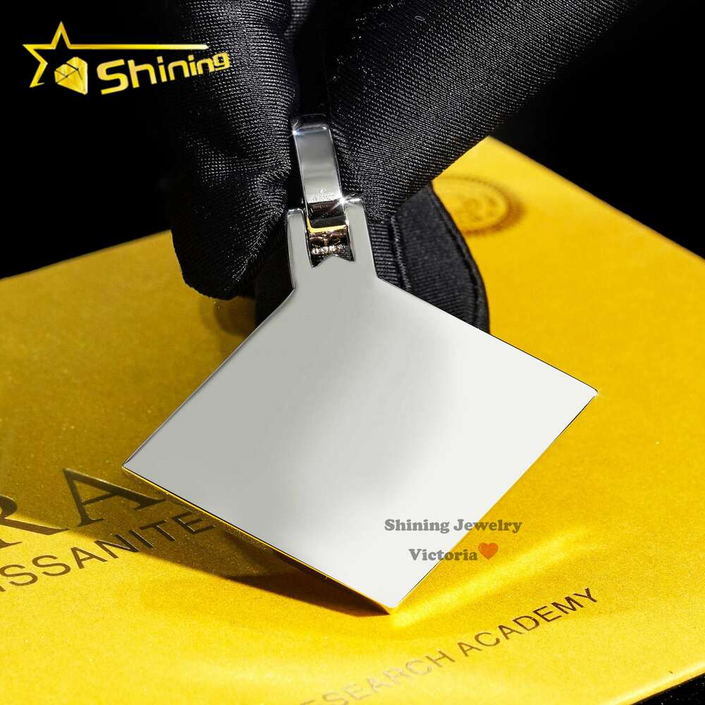 Gra Certificate Customized Moissanite Luxury Baguette Diamond 925 Silver Iced Out Vvs Moissanite Diamond Pendant