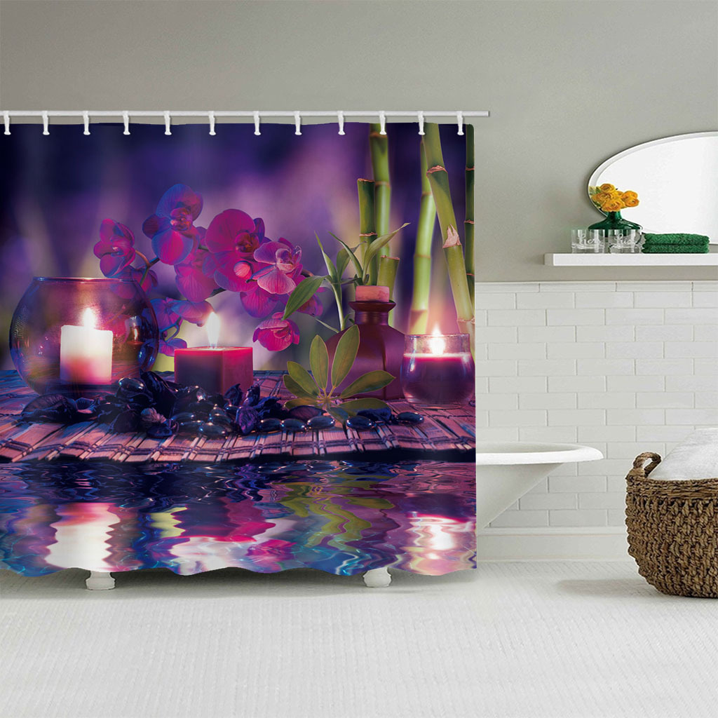 3D Shower Curtains Waterproof Bathroom Curtain purple flower curtains 3D Printing Modern Fashion Home Decor
