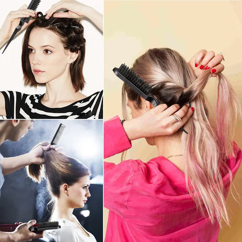 Hair Brushes 10pcs Styling Comb Set Teasing Brush Triple Rat Tail Combs Edge Tools Braid Tool Loop 231219