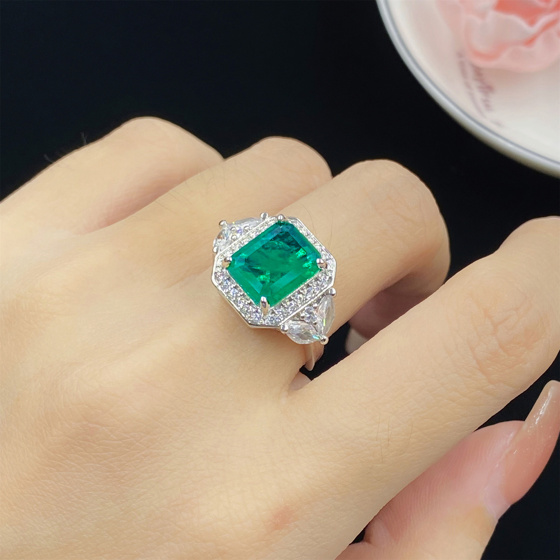 Valuable Lab Emerald Diamond Jewelry set 925 Sterling Silver Engagement Wedding Rings Earrings Necklace Bracelet For Women Gift