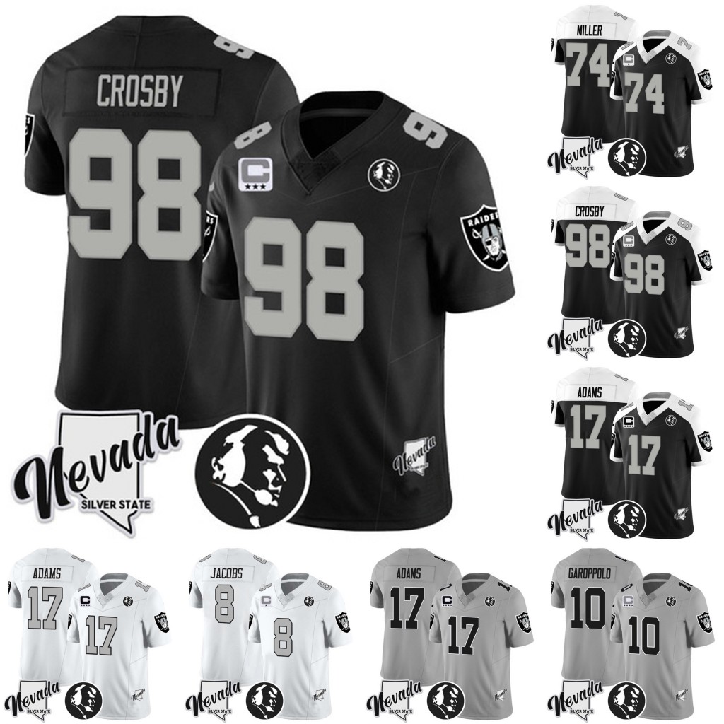 Football Jerseys Garoppolo Hoyer Crosby Abdullah Bolden Brown Jacobs McCormick Walter White Johnson Adams Carter Cole Sr. Meyers Renfrow Tucker Miller men youth