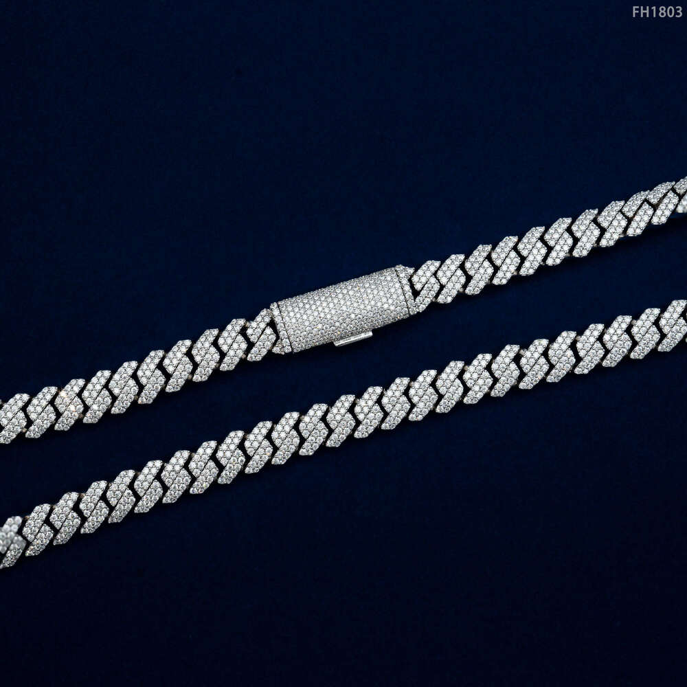 Wholesale Price Jewelry Factory Price S925 Sterling Silver Hip Hop Jewelry Iced Out Vvs Moissanite 10mm Chain Cuban Link