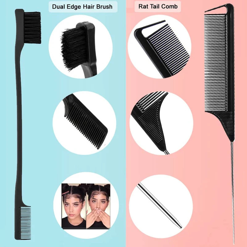 Hair Brushes 10pcs Styling Comb Set Teasing Brush Triple Rat Tail Combs Edge Tools Braid Tool Loop 231219