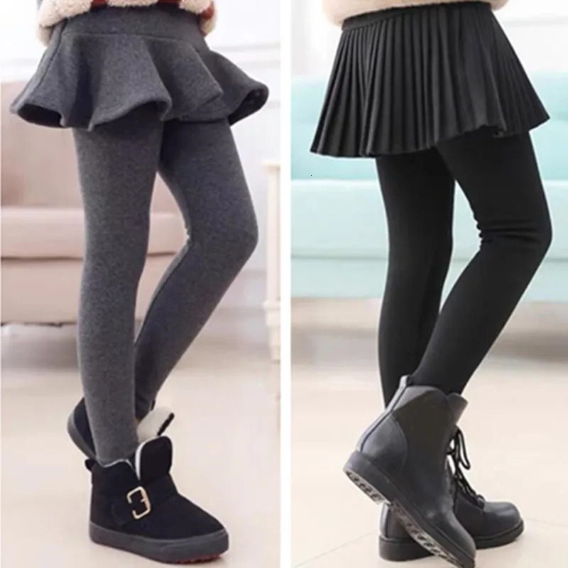 Leggings Tights Warm Thick Spring Autumn Winter Toddler Teen School Girls Leggings Kids Pleated Skirt Pants Children Long Trousers Girl Legging 231219