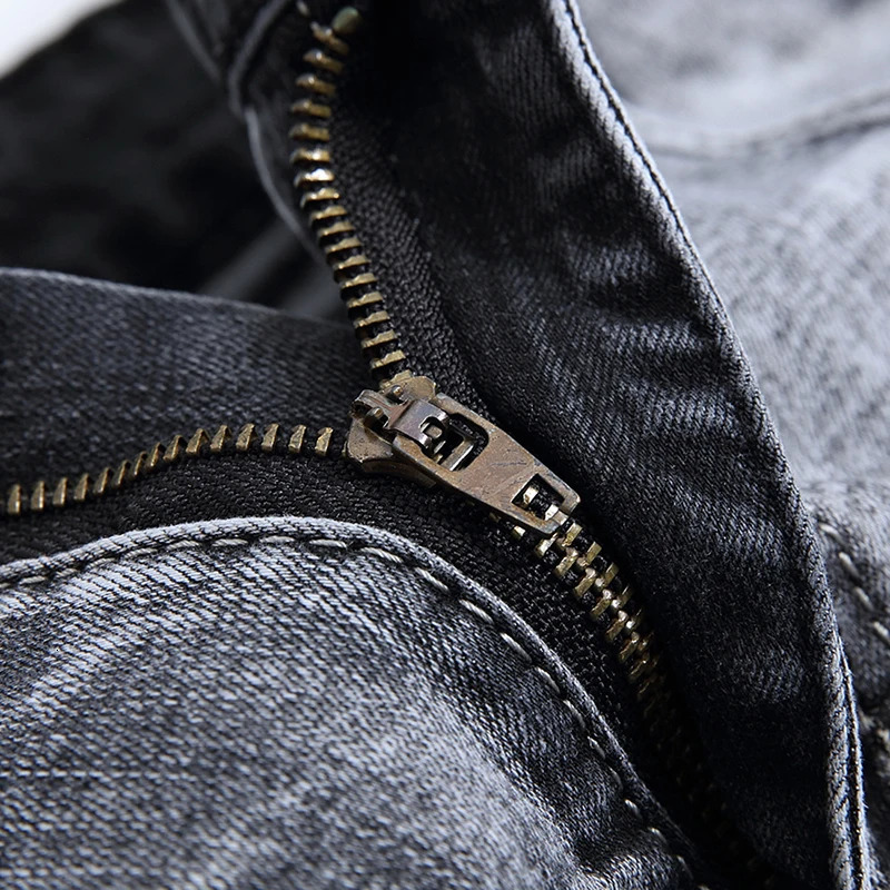 Women s Tracksuits Men s Grey Jeans Slim Straight Long Pants Denim Versatile Stretch Casual Wear Trousers Four Season Large Size 40 42 231219