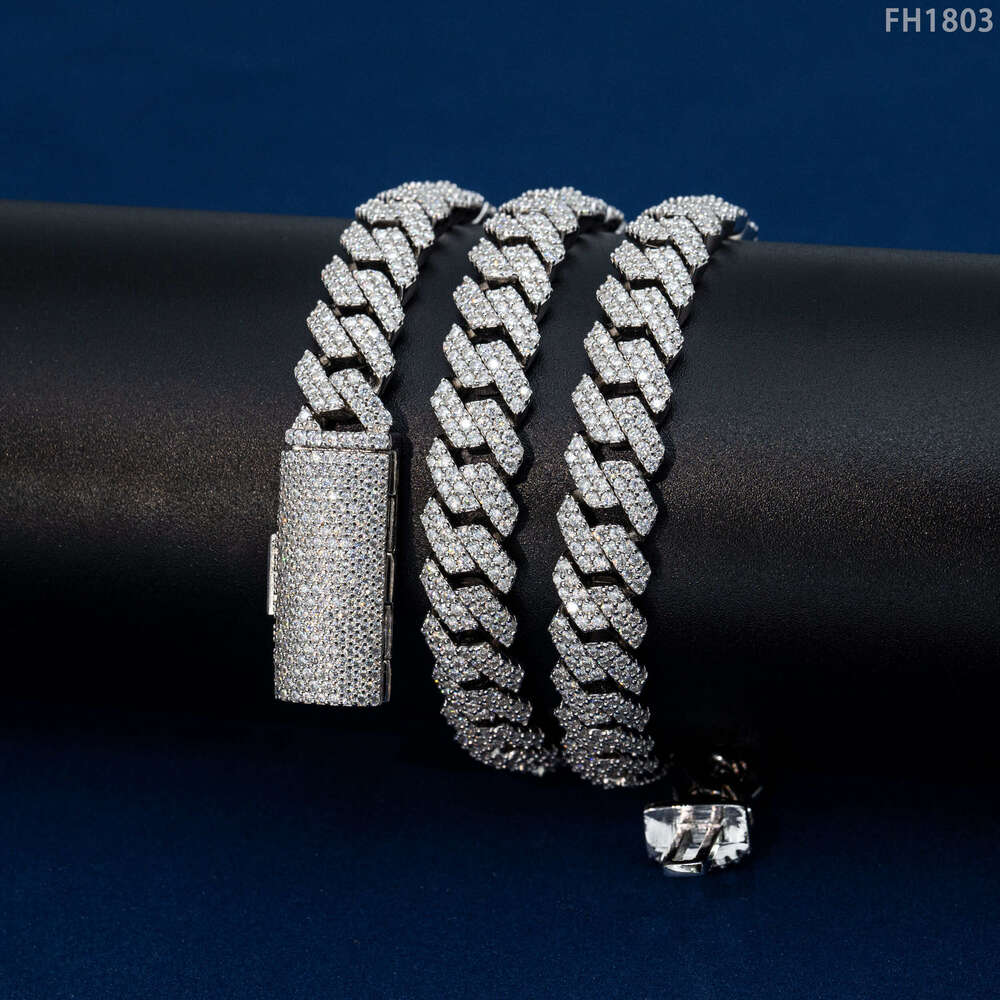 Wholesale Price Jewelry Factory Price S925 Sterling Silver Hip Hop Jewelry Iced Out Vvs Moissanite 10mm Chain Cuban Link
