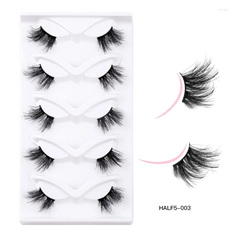 False - Lightweight Furry Half Lashes for a Wispy Cat Eye Look, 3D Effect, Natural Faux Eyelashes X250925