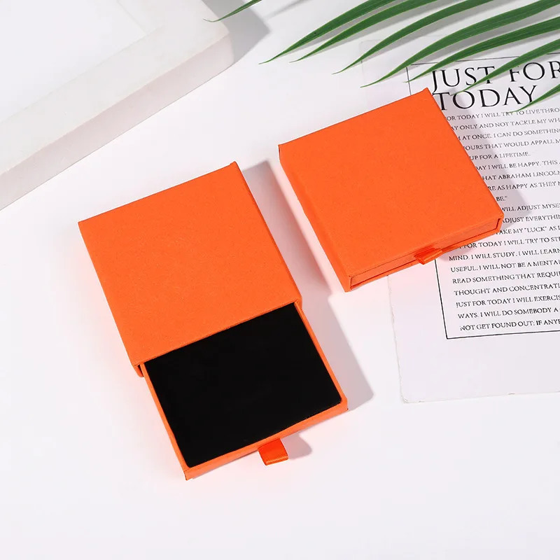 Jewelry Boxes Arrive Pull-Out Thin Drawer Jewelry Packaging Boxes Colorful Orange White Black Yellow Paper Kraft Box Case Gift Package 231219