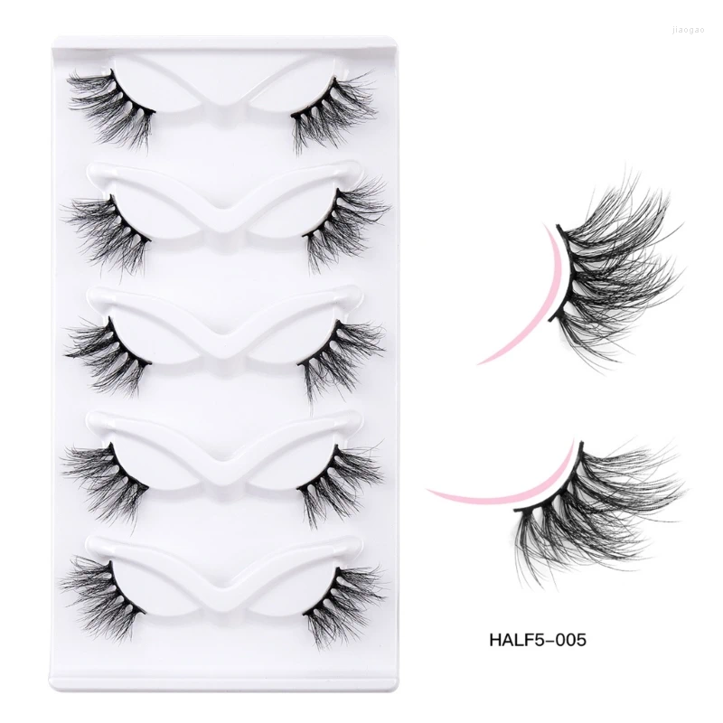 False - Lightweight Furry Half Lashes for a Wispy Cat Eye Look, 3D Effect, Natural Faux Eyelashes X250925