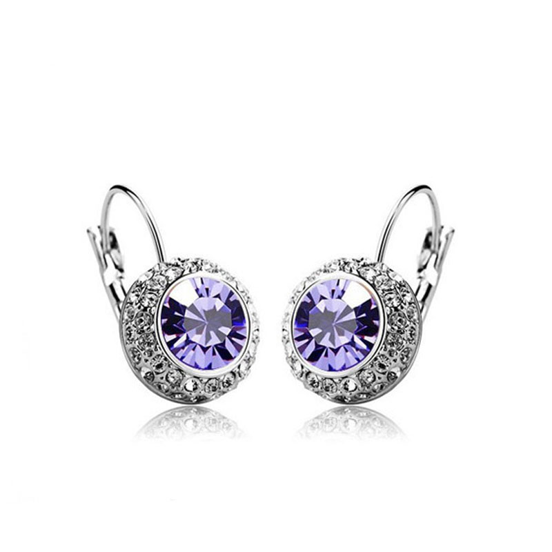 18K Real Gold Plated Austrian Crystal Clip on Drop Earrings for Women Moon Love Shiny Diamond Earrings Wedding Jewelry Birthday Gift