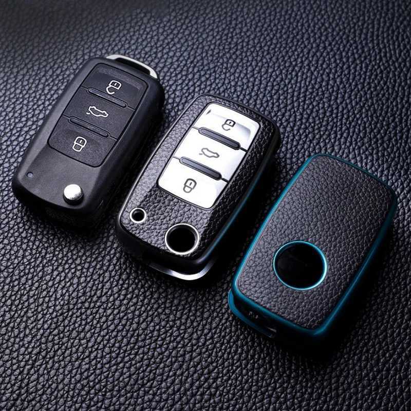 Car Key Leather key case full protective bag for Volkswagen Polo Tiguan Passat Golf Jetta Lavida Skoda Octavia H250113