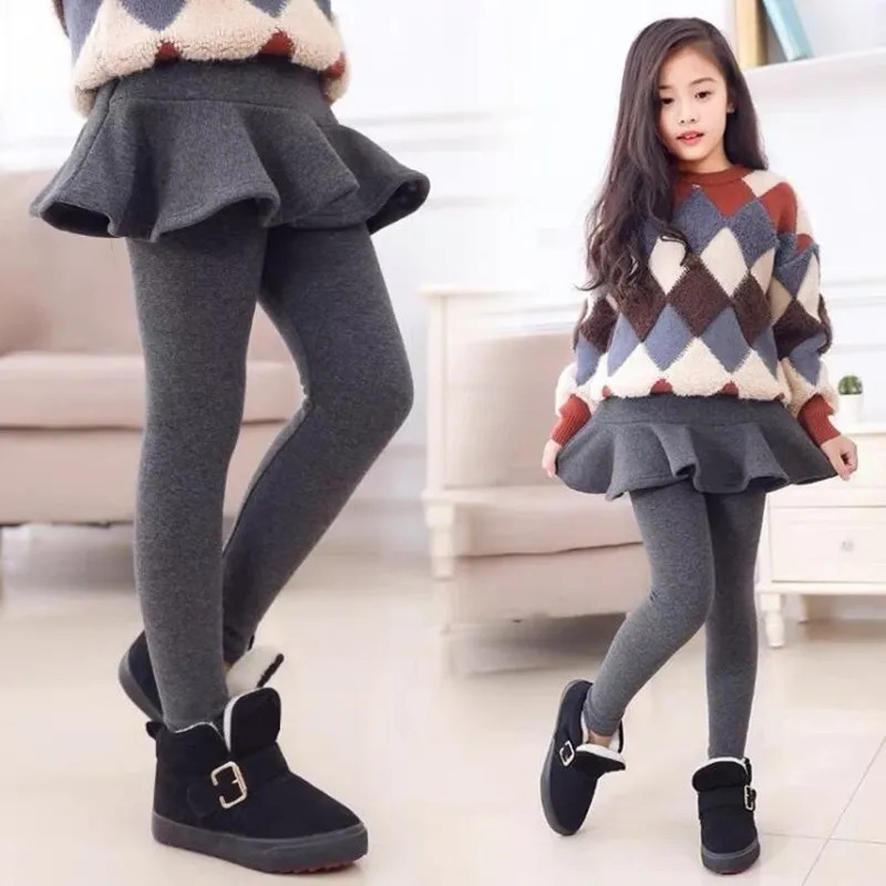 Leggings Tights Warm Thick Spring Autumn Winter Toddler Teen School Girls Leggings Kids Pleated Skirt Pants Children Long Trousers Girl Legging 231219