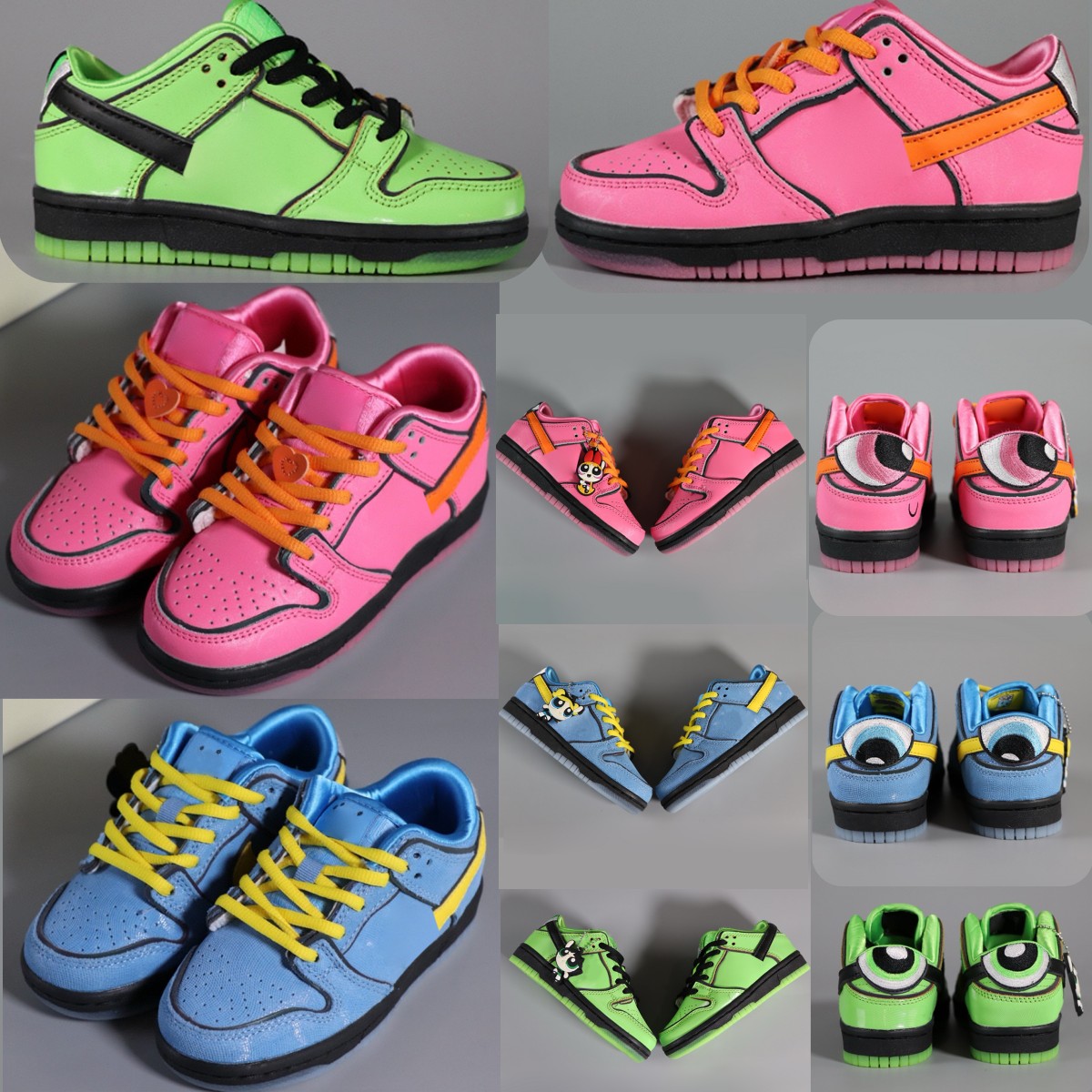 Kids Designer shoes low Toddler Sneakers Boys Girls Bubbles Blossom Buttercup Skateboard trainers infants children youth kid shoe US 4y 5y with box