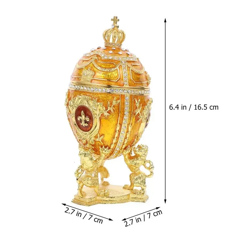 Jewelry Boxes Jewelry Box Enameled Egg Trinket Easter Eggs Day Boxes Gift Storage Jewelry Case Decorative Vintage Empty Treat Necklace 231219