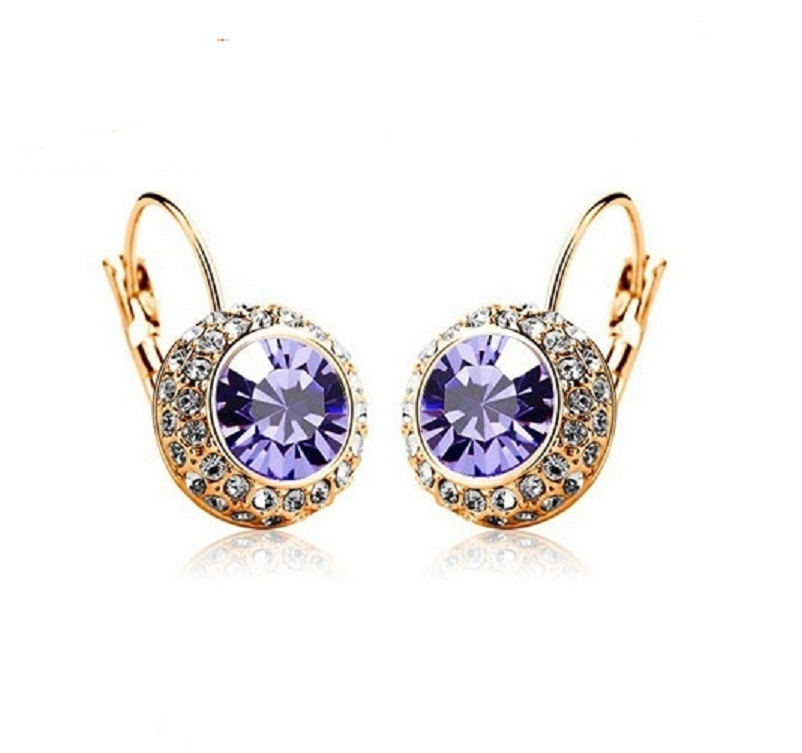 18K Real Gold Plated Austrian Crystal Clip on Drop Earrings for Women Moon Love Shiny Diamond Earrings Wedding Jewelry Birthday Gift