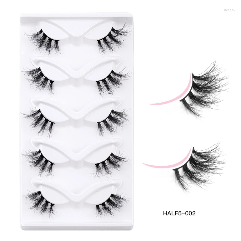 False - Lightweight Furry Half Lashes for a Wispy Cat Eye Look, 3D Effect, Natural Faux Eyelashes X250925