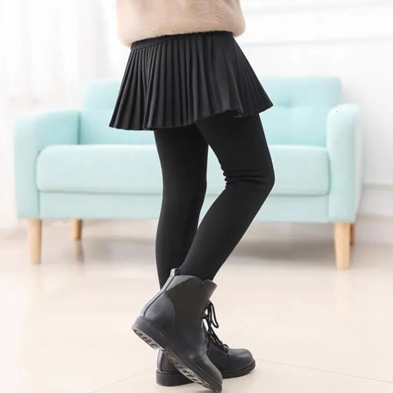Leggings Tights Warm Thick Spring Autumn Winter Toddler Teen School Girls Leggings Kids Pleated Skirt Pants Children Long Trousers Girl Legging 231219