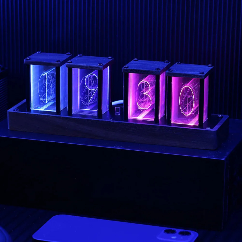Nixie Tubes Clock Glow Tube Clock RGB Screen Digital Clock DIY Analog Digital Tube Desktop Digital Clock Decoration Gift 231220
