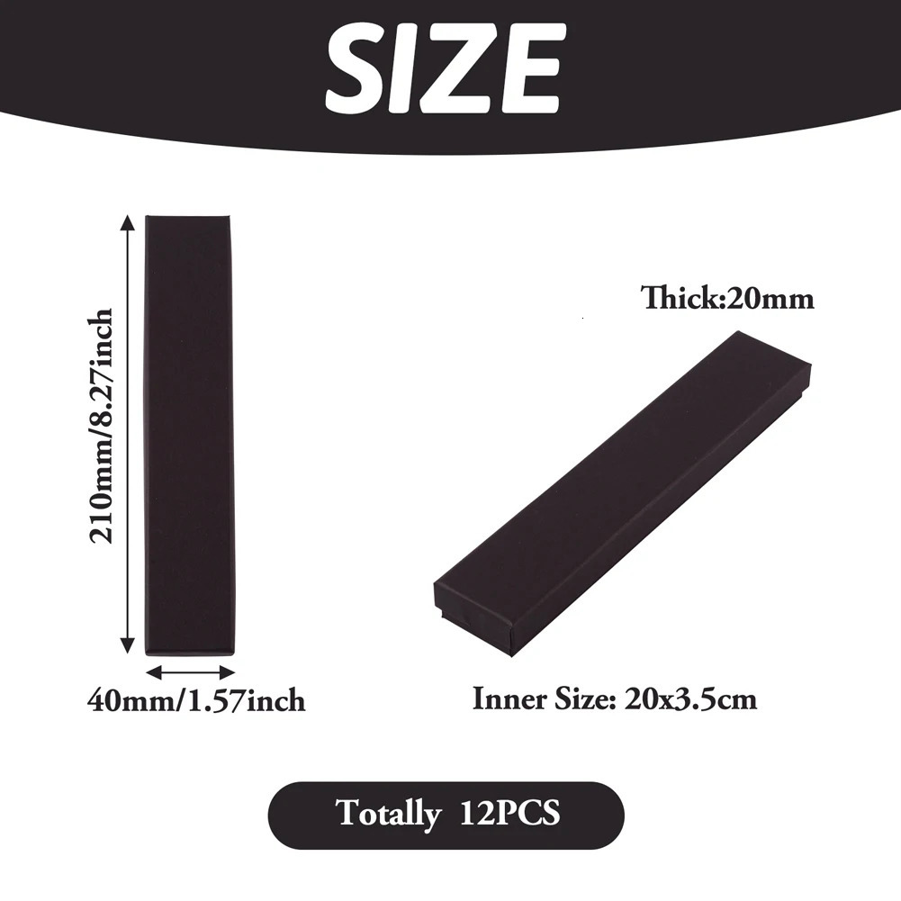 Jewelry Boxes 12 pcs 21x4x2cm Rectangle Cardboard Jewelry Set Box for Ring Necklace gift boxes for jewellery packaging with Sponge inside F70 231219