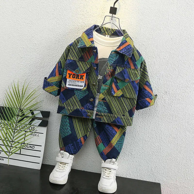 Clothing Sets 2-11yrs Teenagers Boy Outfit Set Casual Denim Two Pieces Set for Boys Baby Boy Denim Suit Jacketpant 2pcs Sets kid Kids Clothes 231219 - view 3