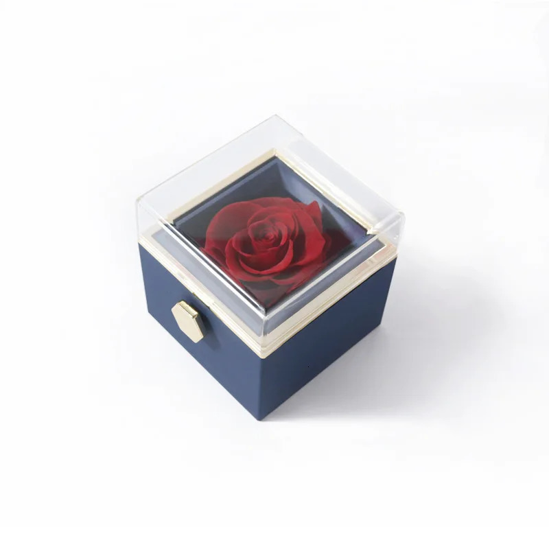 Jewelry Boxes Valentine's Day Marriage Proposal Rotating Rose Gift Box Acrylic Ring Box Pendant Preserved Flower Gift Box Jewelry Box Women'