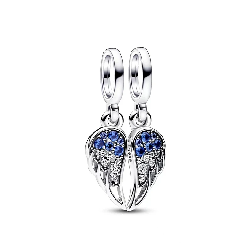 925 Silver New Women's Sparkling Two Tone Sun Eternal Love Star Logo Pendant Suitable for Original Fashion Bracelet Necklace Beads Charm Jewelry 