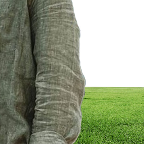 Summer Thin Loose Cotton Linen Shirt blusa Green Beige Long Sleeve Hawaiian Men039s 3XL 2XL Tops6892921