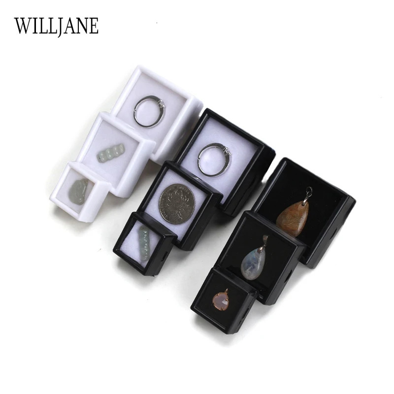 Jewelry Boxes Wholesale Loose Diamond Gemstone Storage Collection Display Box Top Glass Beads Organizer Show Case Square Gems Holder Container 231219