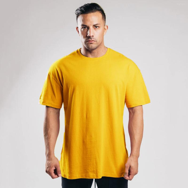 Men's Muscle Shirt Bodybuilding Fiess T-Shirt Loose Fit, Short Sleeve, Breathable Cotton Blend - Casual Gym Tops For Men