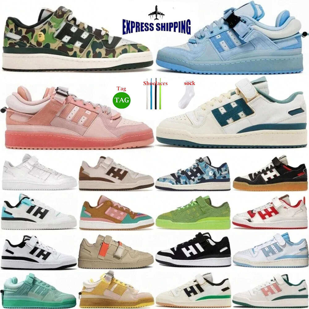 Forum 84 New Bad Bunny Buckle Low Casual Shoes Forum 84 Low Coffee House Brown Pink Egg back White Grey OG Bright blue wheat platform sneakers Fashion female male