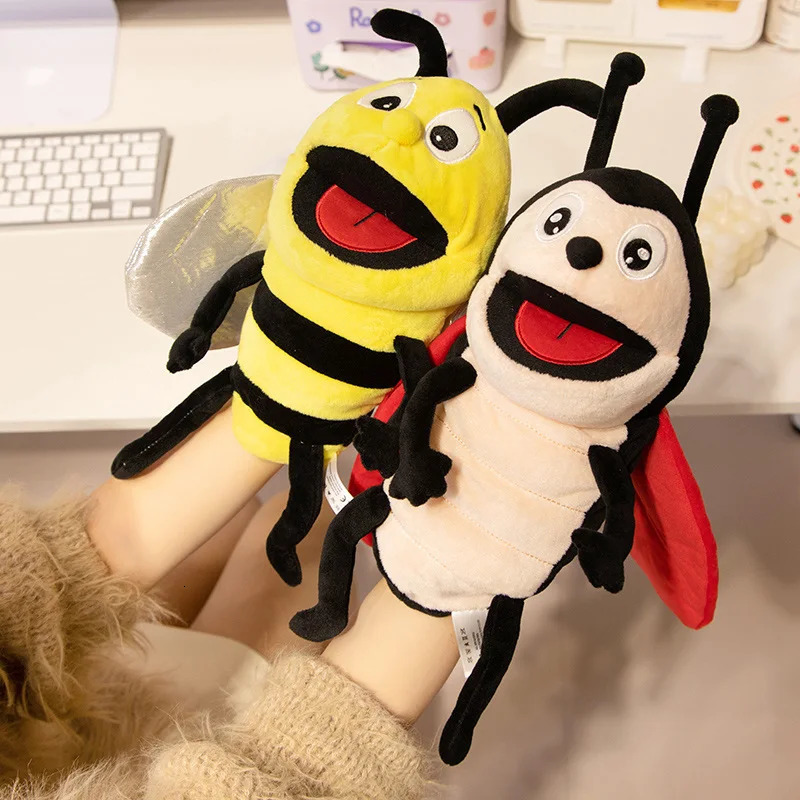Free shipping Funny Cartoon Insect Hand Puppet Plush Toy Kawaii Stuffed Animals Plushies Puppets Doll for Baby Kids Girls Learning Toys Gift