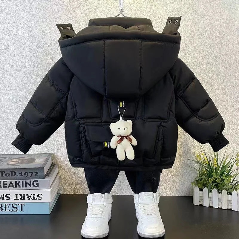 Childrens Cotton Jacket 2024 Boys Winter Plush Thickened Warm Down 16 Year Old Baby Cartoon 231220
