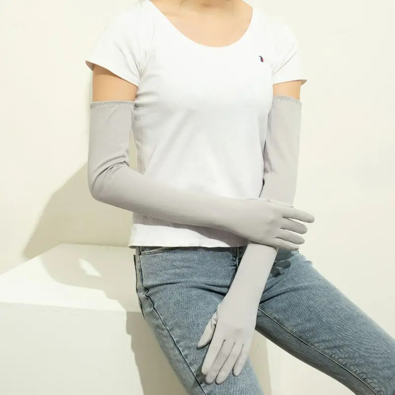 Women Driving Long Gloves UV Protection Full Arm Sleeves For Womens Ladies Touch Screen Spring Summer Purple Gray 231220