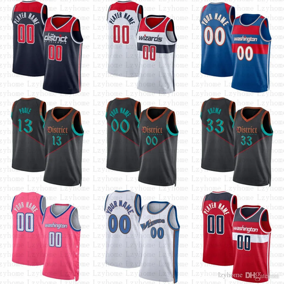Custom 13 PooleKyle Kuzma Basketball Jerseys Washingtons Deni Avdija Wizard Tyus Jones Corey Kispert Daniel Gafford Bilal Coulibaly Johnny Davis 2023 2024 City