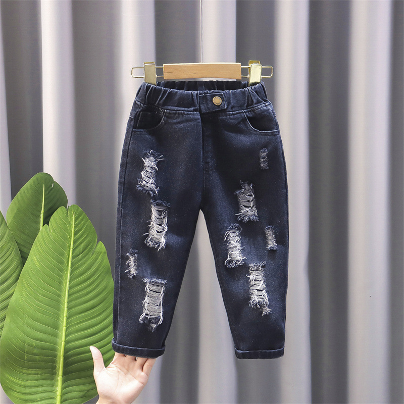 Spring and Summer Autumn Baby / Toddler Fashion Ripped Jeans Bottoms for Boy Girl Kids Clothes 210528
