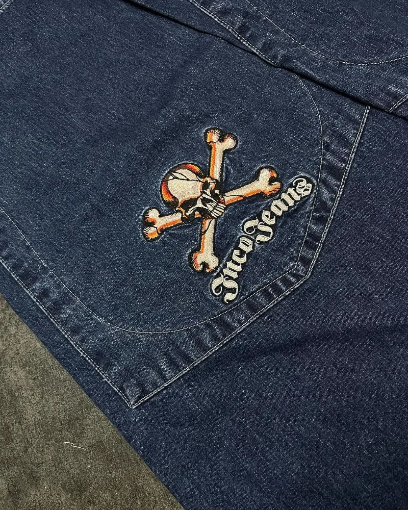 JNCO American Baggy Jeans Y2K Hip Hop Rock Men Women cargo pants Vintage Embroidery Pattern Harajuku wide leg jeans Streetwear 231220