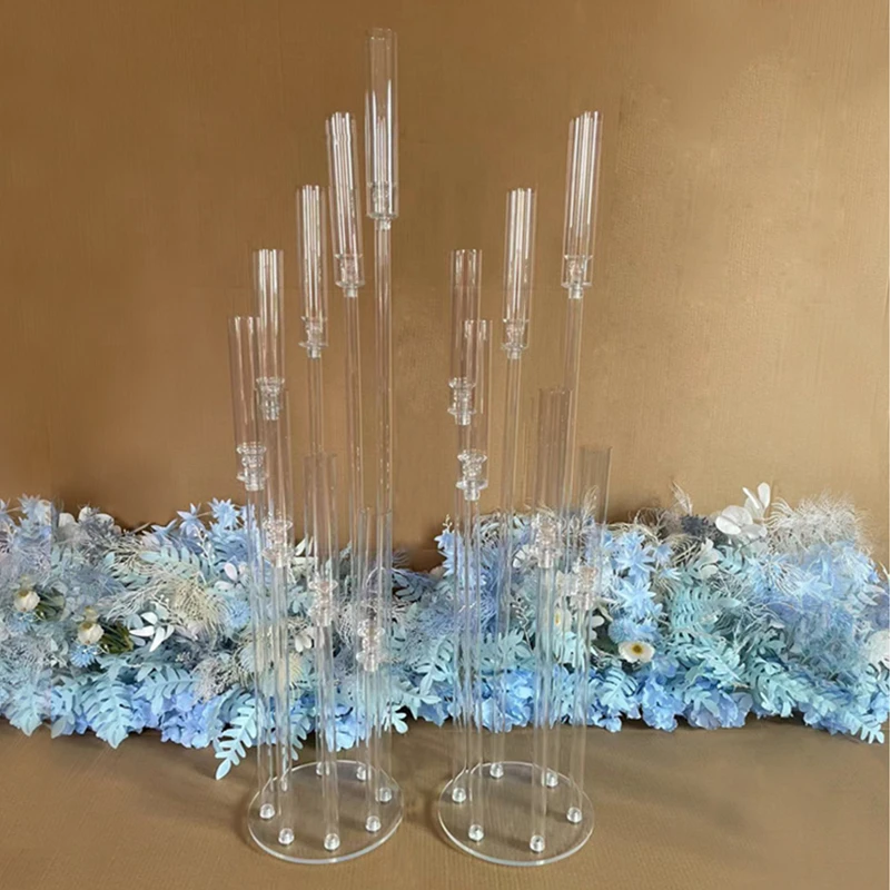 Acrylic Candelabra All Clear Candle Holders Wedding Candlesticks Table Centerpieces Flower Stand Holder Big Candelabrum IMI104 XJ260305