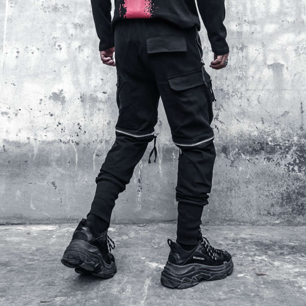 New Pocket Beam Foot Loose Knees More Zipper Overalls Male Function Haroun Pants, Leisure Trousers
