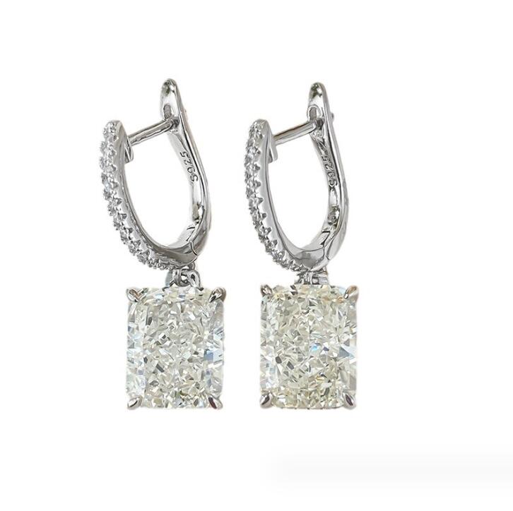 Sterg Sier Moissanite White Gemstones Eternity Dangle Earrings for Women