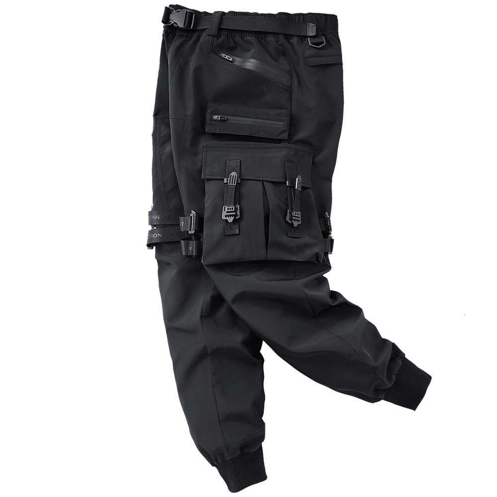 Top Brand Tactical Cargo Men Fashion Functional Multi Pockets Trousers Hip Hop Streetwear Pants Techwear Black WB762