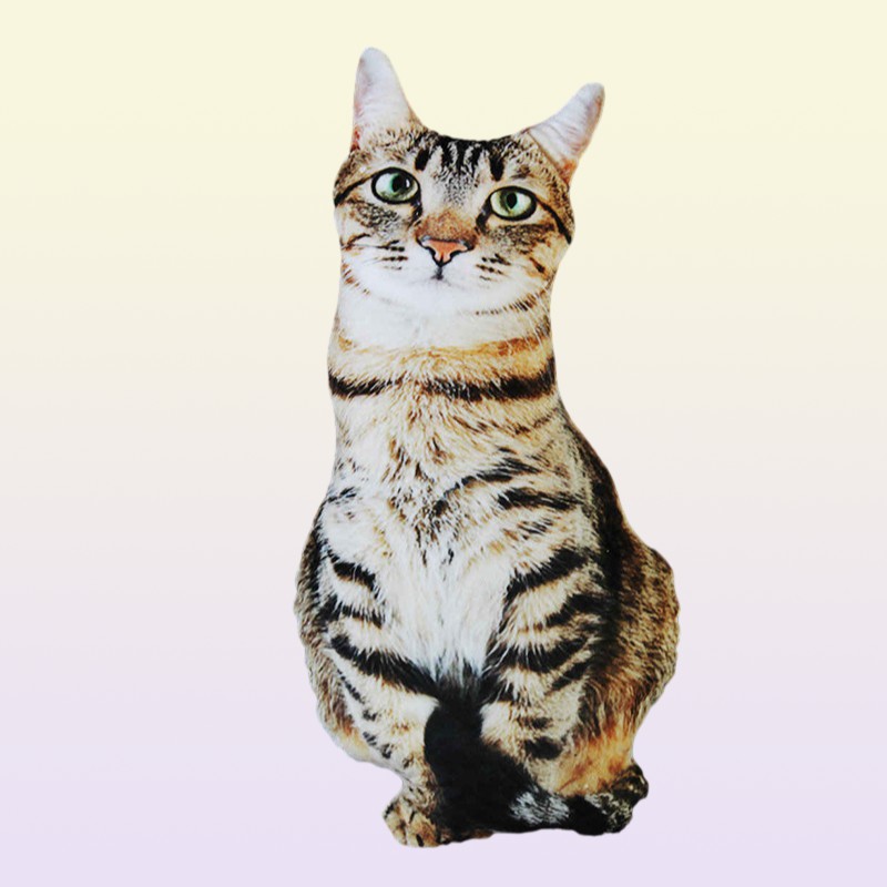 50cm lifelike plush cat pillow stuffed 3D print animal cat throw pillow home decoration gift for car people 220304