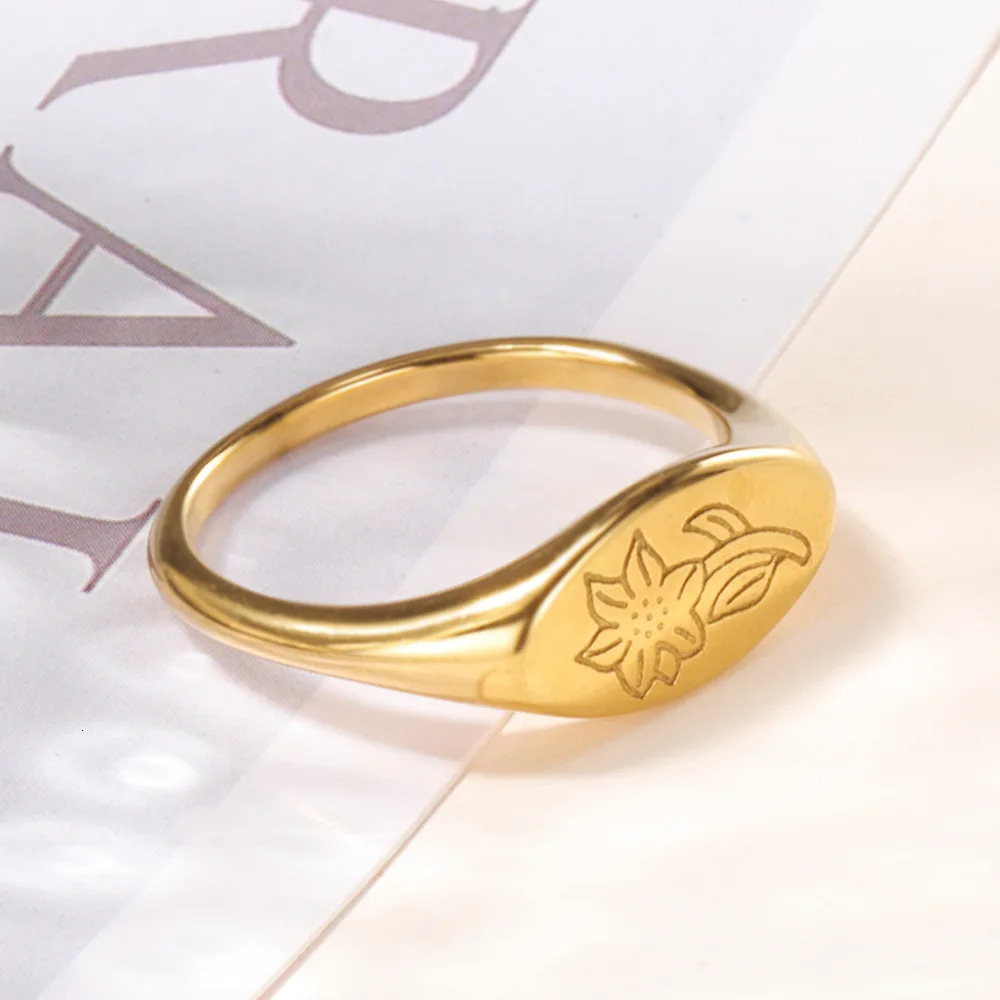 Retro 7mm Width Flower Wedding Rings For Men Womnen Rock Gothic Gold Color Stainless Steel Couple Jewelry Vintage Accessories 231220