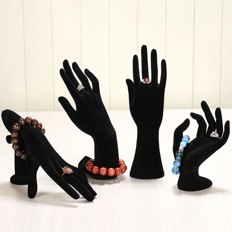Upscale Black Velvet Jewelry Set Display Stand Holder Mannequin Arm Model Rack For Ring Earring Watch Bracelet Necklace Pendant 231220