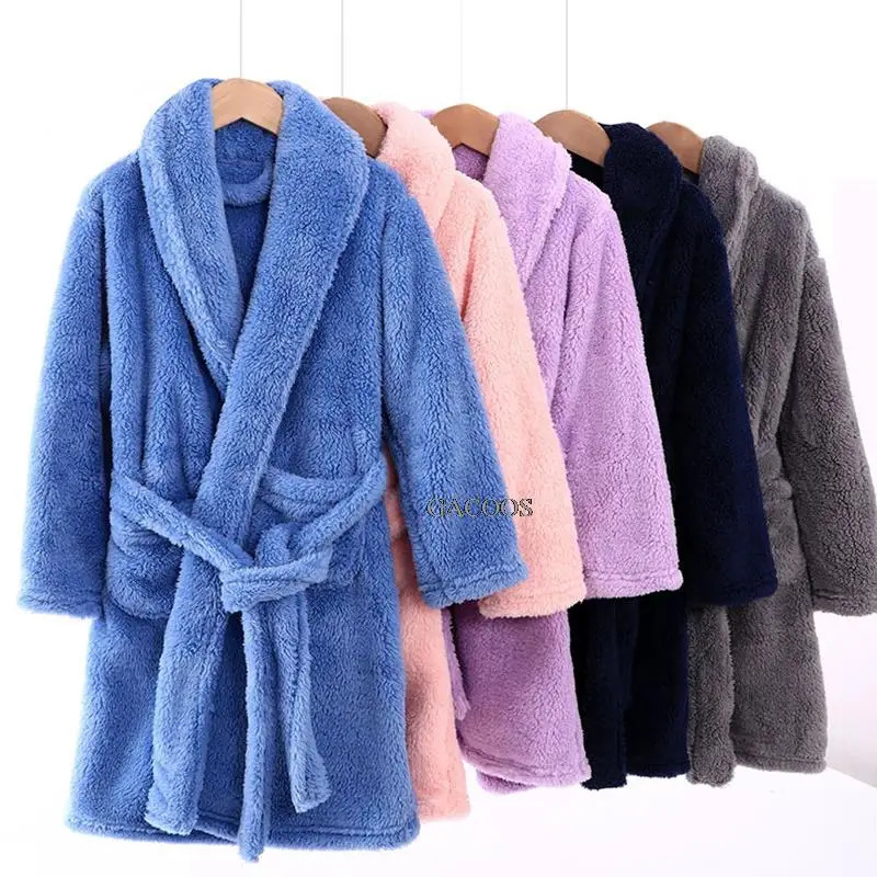 Child Kids Bathrobe Coral Velvet Baby Boy Cartoon Sleeping Robe Pajamas Children Soft Bath Robe Nightgown Teenager Girl Clothing 231221