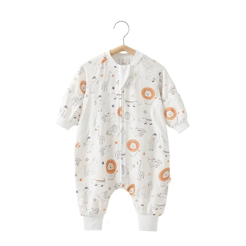 Baby Clothes Sleeping Romper Cotton Pajamas Bamboo Fiber Zipper Detachable Long Sleeve Kids Boy Girls Nighty 231220